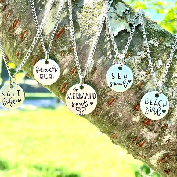 Beach Necklace - Disc Necklace - Hand Stamped Necklace - Hand Stamped Jewelry - Picture 6 of 11